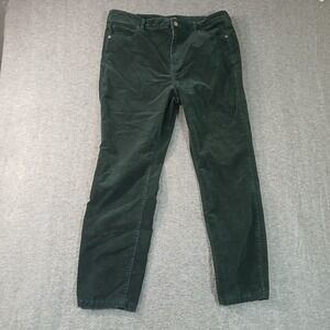 Well Worn‎ Forest Green Corduroy Pants Womens 14/34 Straight Leg Stretch Cotton